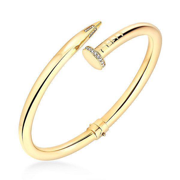 Браслет «Гвоздь» из желтого золота с фианитами (арт. 324992ж) – изображение 1