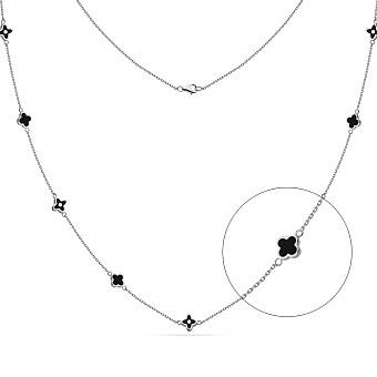 Колье из белого золота с черной эмалью (арт. 351363беч)