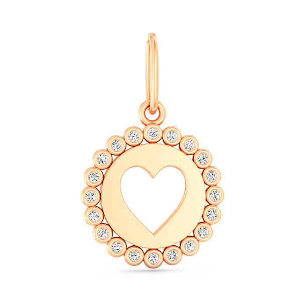 Золотой подвес Сердце с фианитами (арт. 440896) – изображение 1