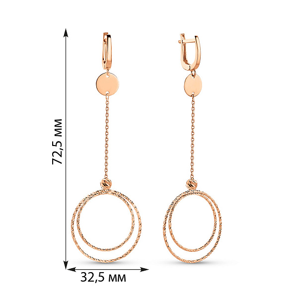 Серьги-подвески из красного золота (арт. 109675) – изображение 2