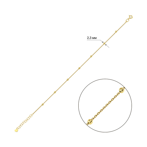 Золотой браслет на ногу с шариками (арт. 340064жн) – изображение 2