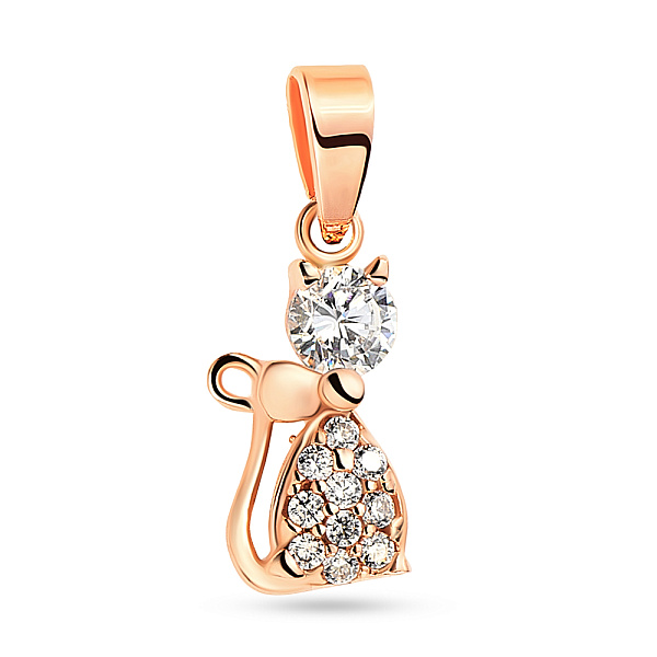 Золотая подвеска Котенок с фианитами (арт. 423259) – изображение 1