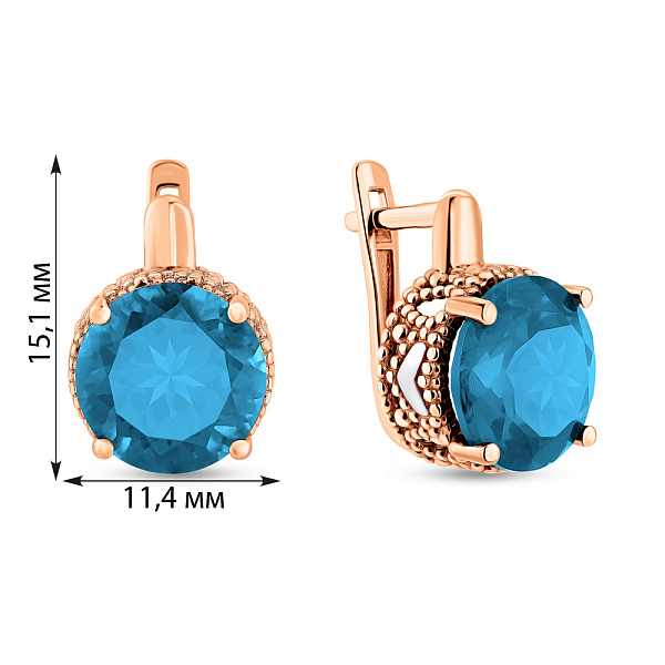 Золоті сережки з кварцом (арт. 110474ПсГ) – зображення 2