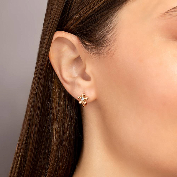 Дитячі золоті сережки Квіточки з фіанітами (арт. 1101005) – зображення 4