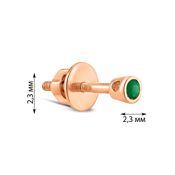 Золота одиночна сережка з зеленим фіанітом (арт. 110314изЯ) – зображення 2