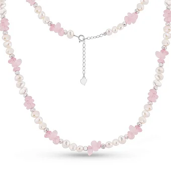 Срібне кольє з перлинами і з кварцом (арт. 7507/2184898жбПкр)