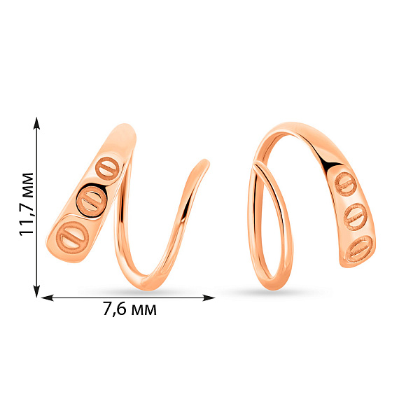 Сережки з червоного золота без каміння (арт. 109150) – зображення 4