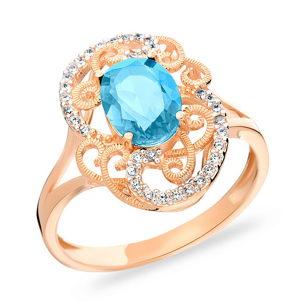 Кольцо из красного золота с топазом и фианитами (арт. 140668Пг) – изображение 1