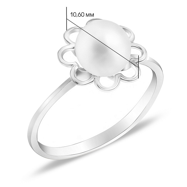 Золотое кольцо «Цветок» с жемчугом (арт. 154370бпрлб) – изображение 2