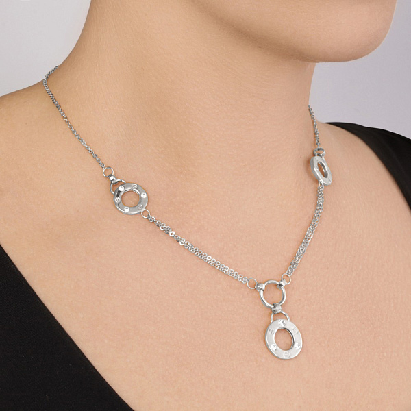 Золотое колье в белом цвете металла с фианитами (арт. 351513б) – изображение 3