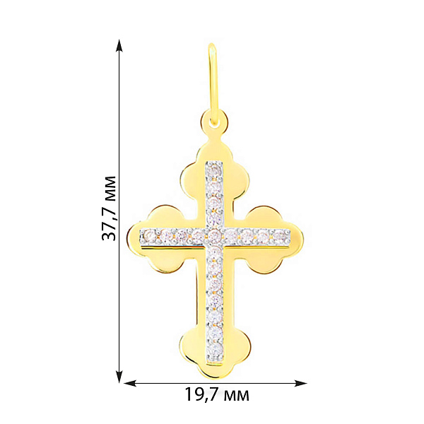 Декоративний хрестик з золота з фіанітами (арт. 545700ж) – зображення 2