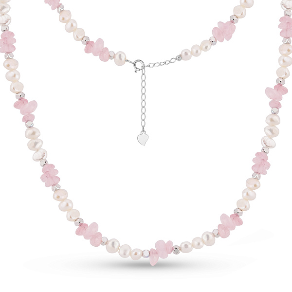 Срібне кольє з перлинами і з кварцом (арт. 7507/2184898жбПкр) – зображення 1