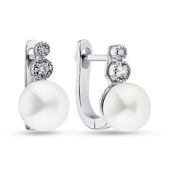 Фото Сережки зі срібла з перлами і фіанітами (арт. 7502/3519жб)