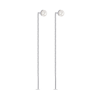 Серьги-протяжки из серебра с жемчугом (арт. 7502/1166жб)