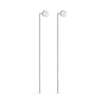 Серьги-протяжки из серебра с жемчугом (арт. 7502/1166жб)