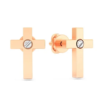 Сережки-пусети з червоного золота (арт. 1101099)