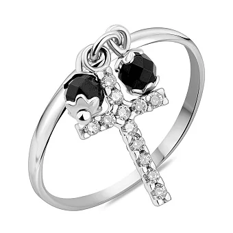 Золота каблучка Хрестик з фіанітами (арт. 151323бч)