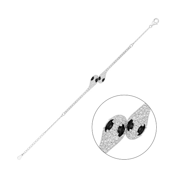 Срібний браслет Змія з фіанітами (арт. 7509/5397ч) – зображення 1