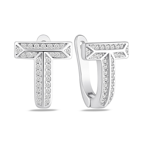 Серебряные серьги с дорожкой из фианитов (арт. 7502/10386) – изображение 1
