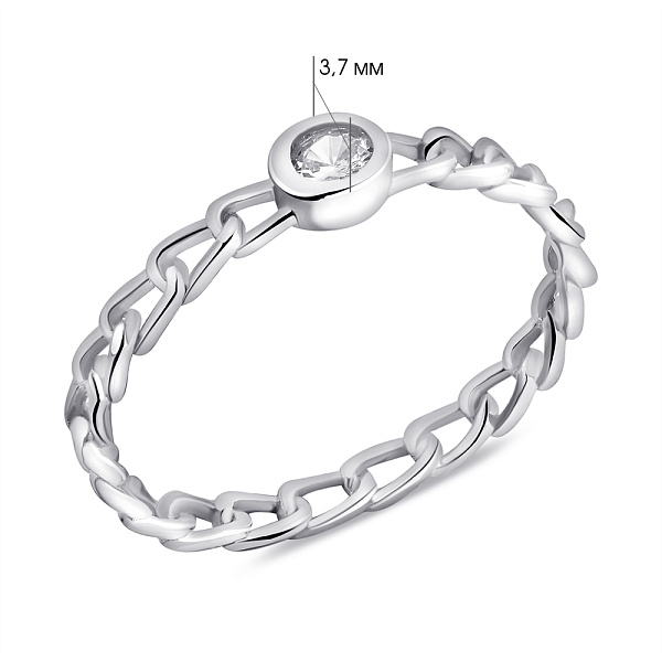 Серебряное кольцо Цепь с фианитом (арт. 7501/К2Ф/1436-16,5) – изображение 2