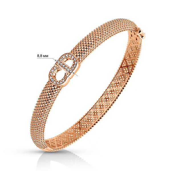 Жесткий золотой браслет с фианитами (арт. 3261161) – изображение 5