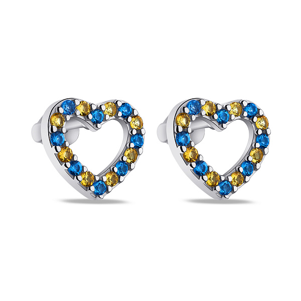 Серьги-пусеты из серебра Флаг Украины (арт. 7518/2071/2агж) – изображение 1