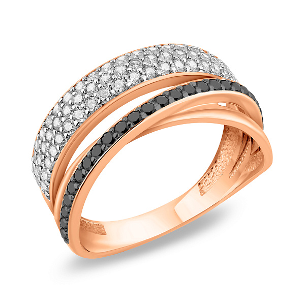 Золотое кольцо Синергия с фианитами (арт. 140428ч) – изображение 1