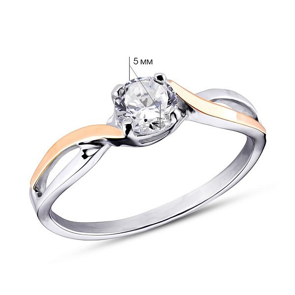 Серебряное кольцо с фианитом (арт. 7201/104кп) – изображение 2