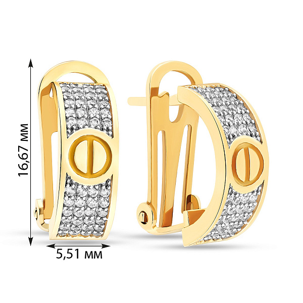 Сережки из желтого золота с фианитами (арт. 104934ж) – изображение 5