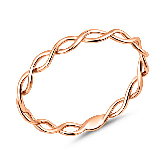 Фото Тонкое переплетенное кольцо из красного золота (арт. 140945)