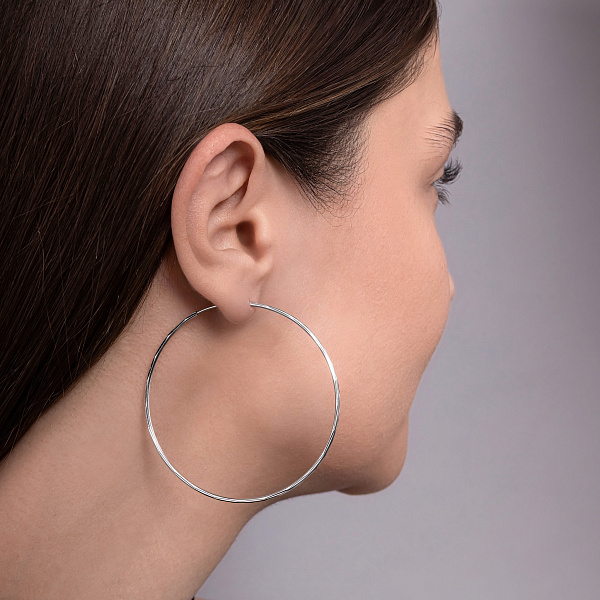 Серьги-кольца из белого золота (арт. 121902/55б) – изображение 3