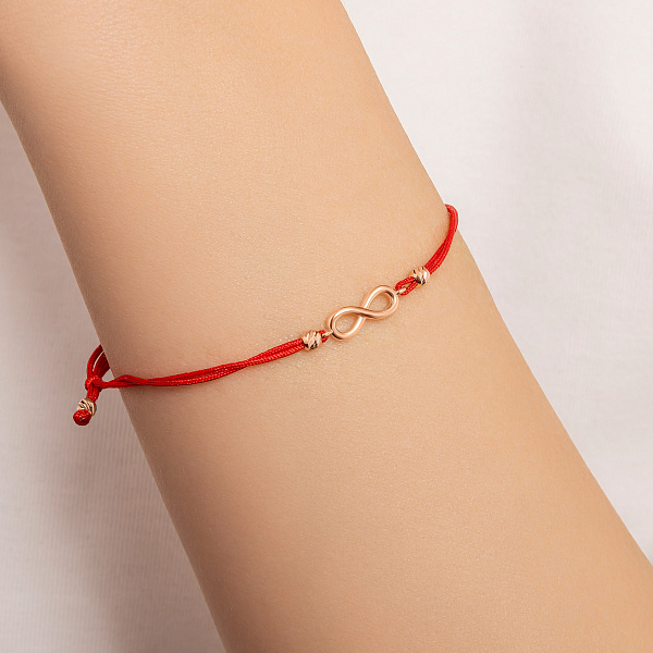 Браслет з червоною ниткою і з золотими вставками (арт. 340001к) – зображення 2
