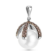 Золотой кулон с жемчугом и фианитами (арт. 421391б)