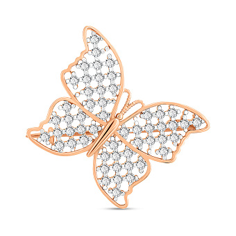 Золотая брошь Бабочка с фианитами (арт. 360073)