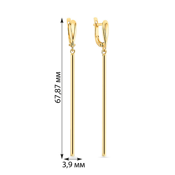 Золотые серьги с подвесками в желтом цвете металла (арт. 106789ж) – изображение 2