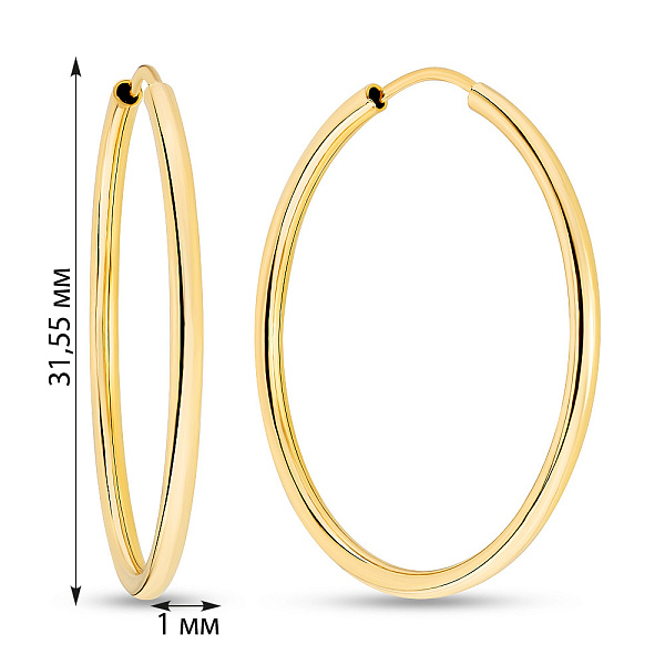 Серьги-кольца из желтого золота (арт. 122600/35ж) – изображение 5