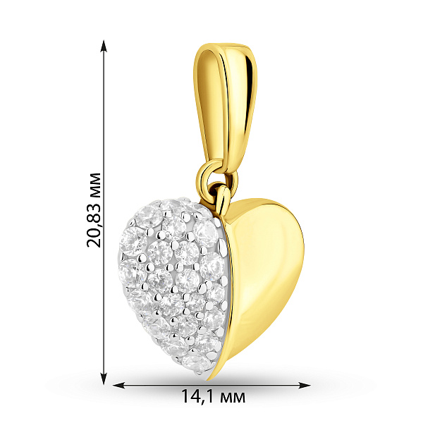 Золотая подвеска Сердечко с фианитами (арт. 440332ж) – изображение 2