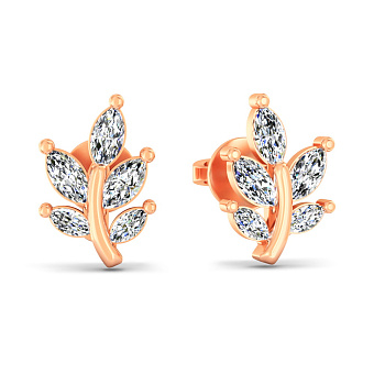 Золотые серьги Листики с фианитами (арт. 111337)