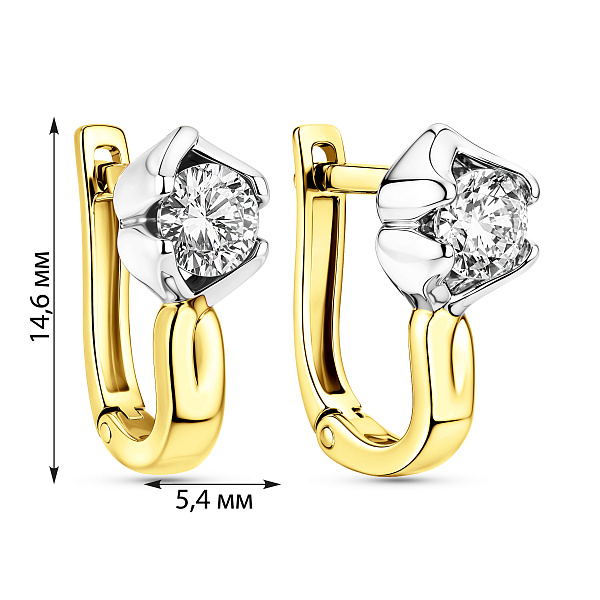 Сережки из желтого золота с фианитами (арт. 110376ж) – изображение 2