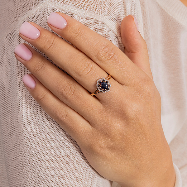 Каблучка золота з сапфіром та діамантами (арт. К011088с) – зображення 3