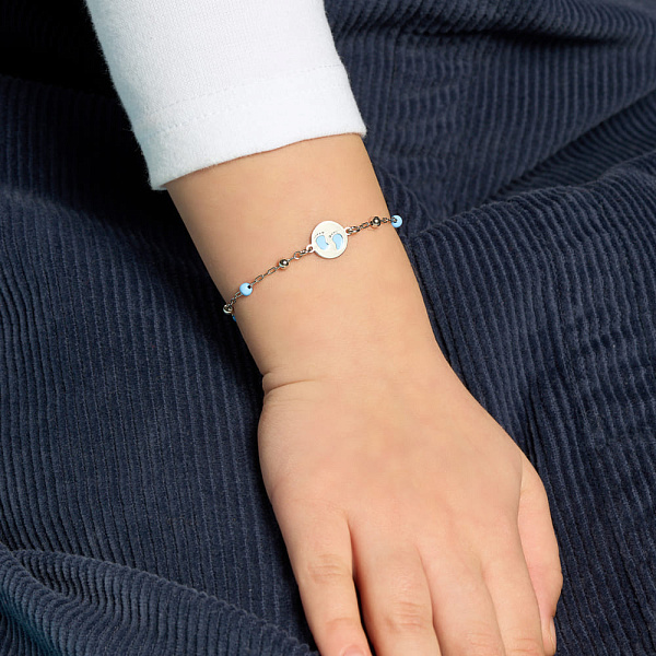 Дитячий срібний браслет з альпінітом і з емаллю (арт. 7509/3624ег) – зображення 2