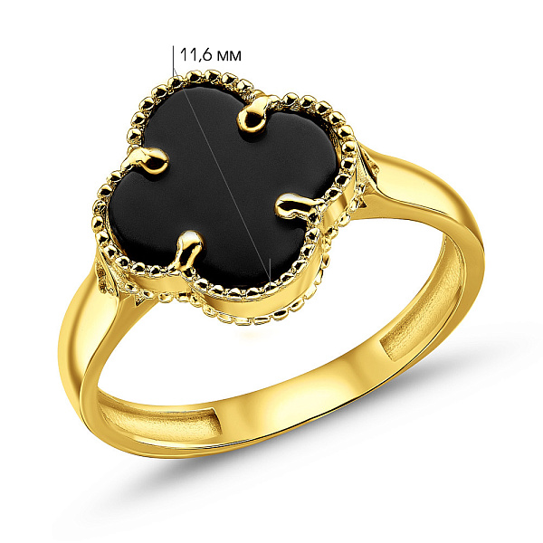 Каблучка з жовтого золота з оніксом (арт. 154873/10жо) – зображення 4