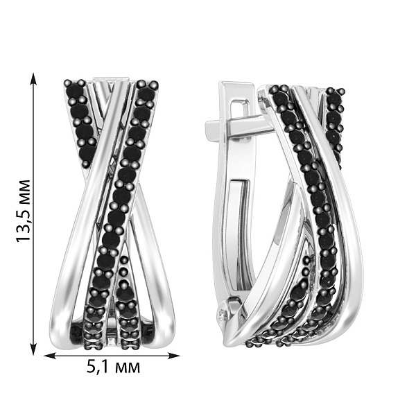 Сережки з білого золота з діамантами (арт. С011122015бч) – зображення 2