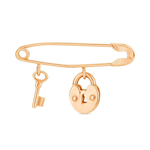 Булавка «Ключик от сердца» из красного золота (арт. 280191) – изображение 1