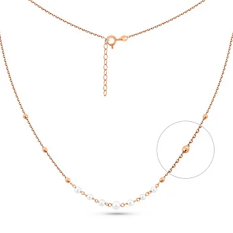 Золотое колье с жемчугом (арт. 352774прлб)