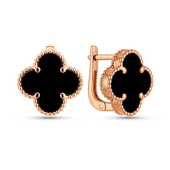 Золотые серьги с ониксом (арт. 1101201/10о)