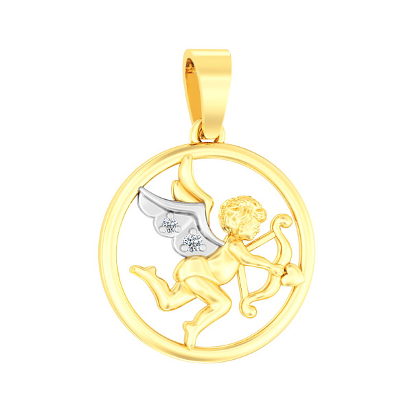 Подвеска Ангел из желтого золота с фианитами (арт. 440619ж) – изображение 1