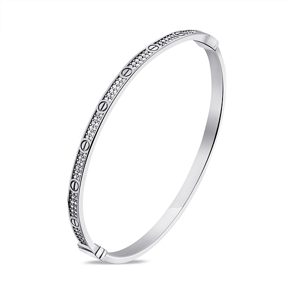 Серебряный жесткий браслет с фианитами (арт. 7509/1707/2) – изображение 1