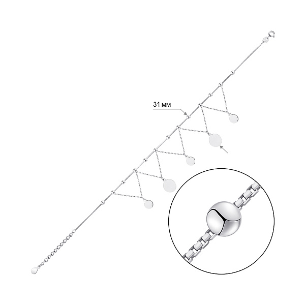 Серебряный браслет на ногу (арт. 7509/1206н) – изображение 2