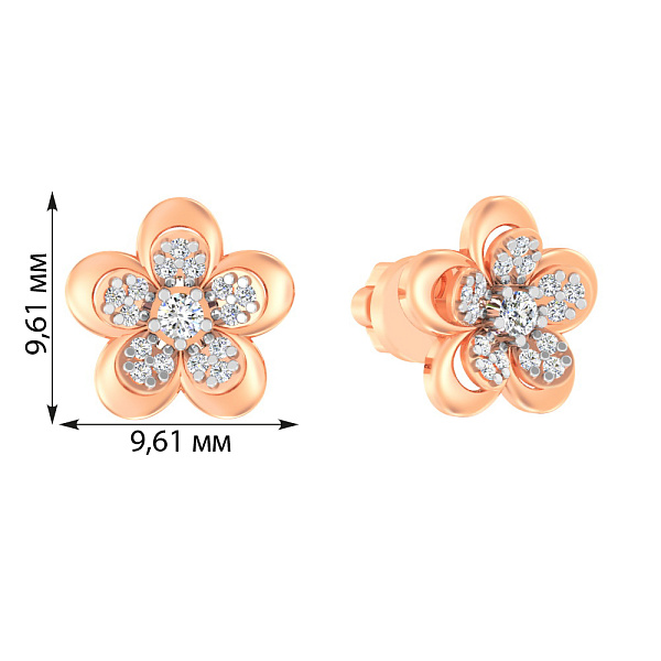 Золоті сережки пусети «Квіточки» з фіанітами (арт. 110576) – зображення 2